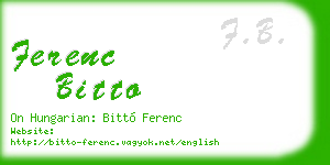 ferenc bitto business card